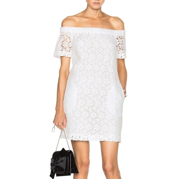 A.L.C. White Ivory Bolen Crochet Lace Off The Shoulder Mini Dress EUC Size 6 - Picture 1 of 12